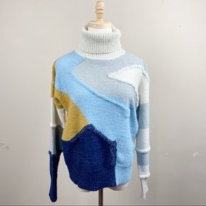 Frnch Paris abstract color block turtleneck